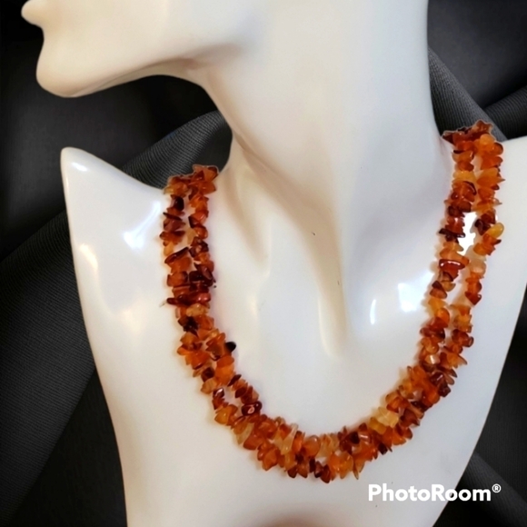 Vtg Carnelian Chip Eternity Necklace - Picture 1 of 9